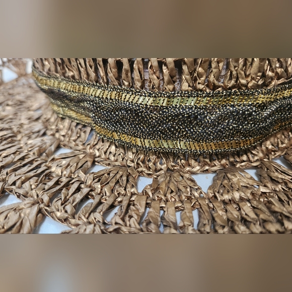 Eric Javits Brown/Gold Wide-Brimmed Woven Hat - Picture 10 of 16
